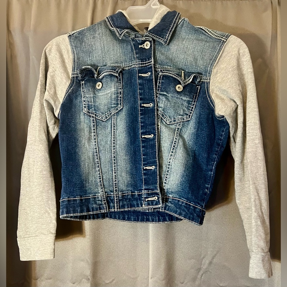 Ariya Blue Denim Jeans Jacket Women Long Sleeve Stretch Button Up Sz:L